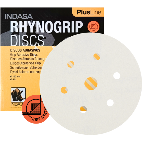 Krążki Ścierne Rzep Rhynogrip INDASA Plus Line 150 mm 6+1H P40