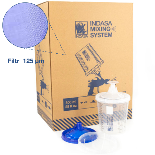 INDASA Zestaw Kubków i Filtrów Lakierniczych MIXING SYSTEM 125 μm 800 ml