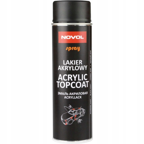 NOVOL Topcoat Lakier Akrylowy Czarny Mat Spray 500 ml