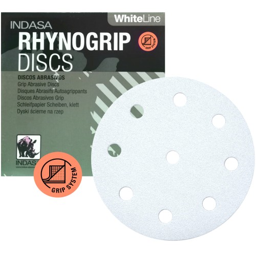 Krążki Ścierne Rzep INDASA Rhynogrip White Line 125 mm 8+1CH P120